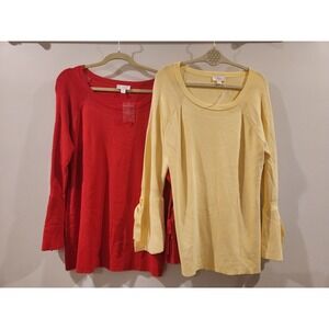 Belle by Kim Gravel Sweater Knit Tops Women Medium Bell Sleeve Tie Cuff Lot of 2